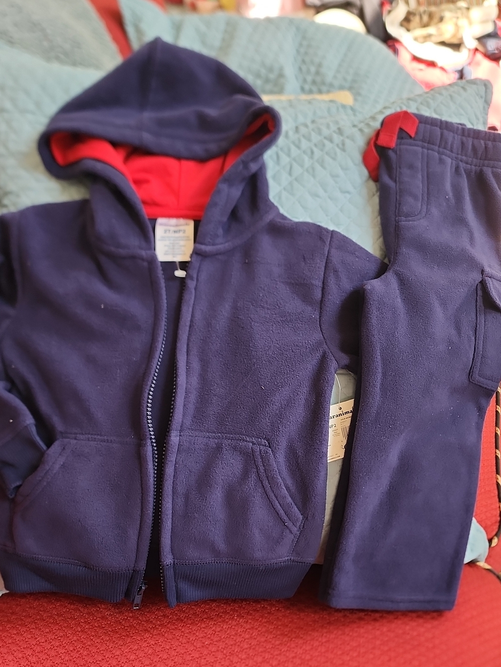 NWT 2T Garanimals Navy Blue Microfleece Full Zip Hoodie & Pull-on Cargo Pants